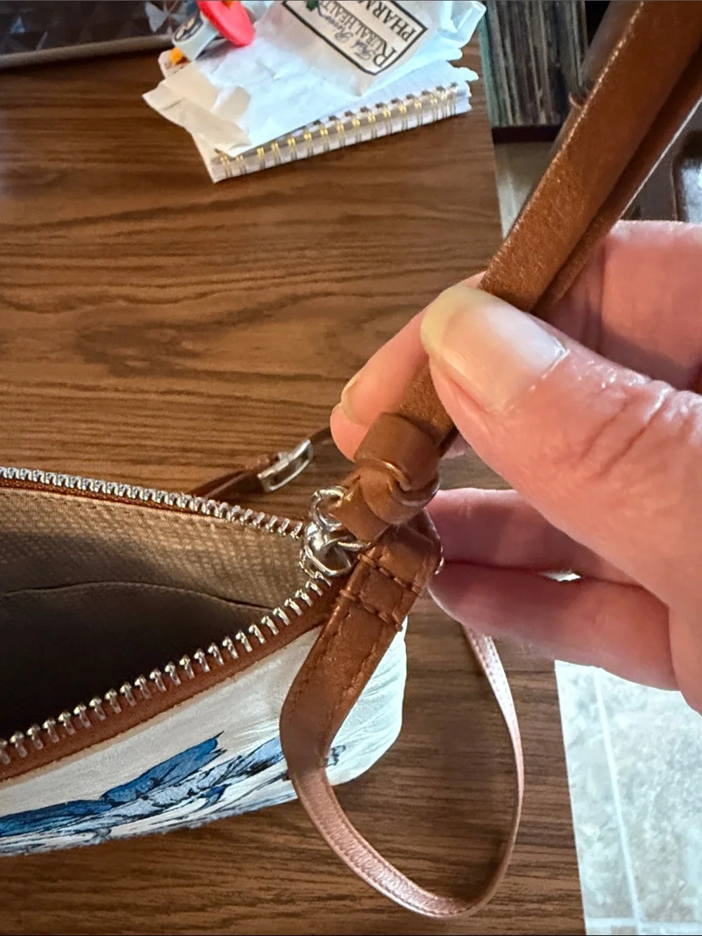 Brighton White Crossbody Bag with Blue Floral Embroidery